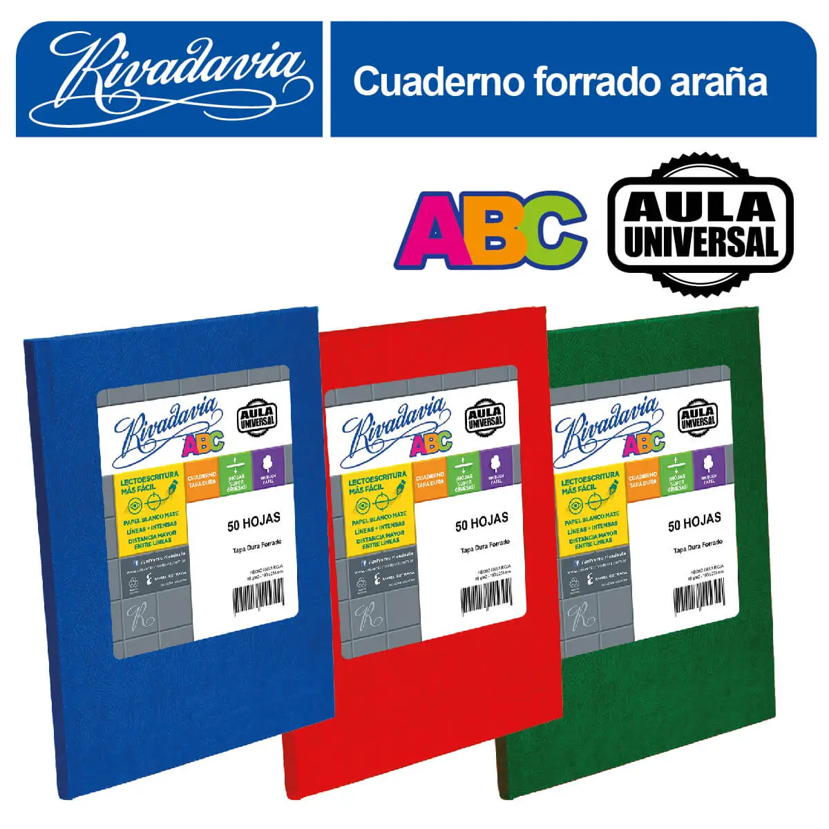 Cuadernos ABC de tapa dura x 50 hjs (19 x 23,5)-Cuadriculado